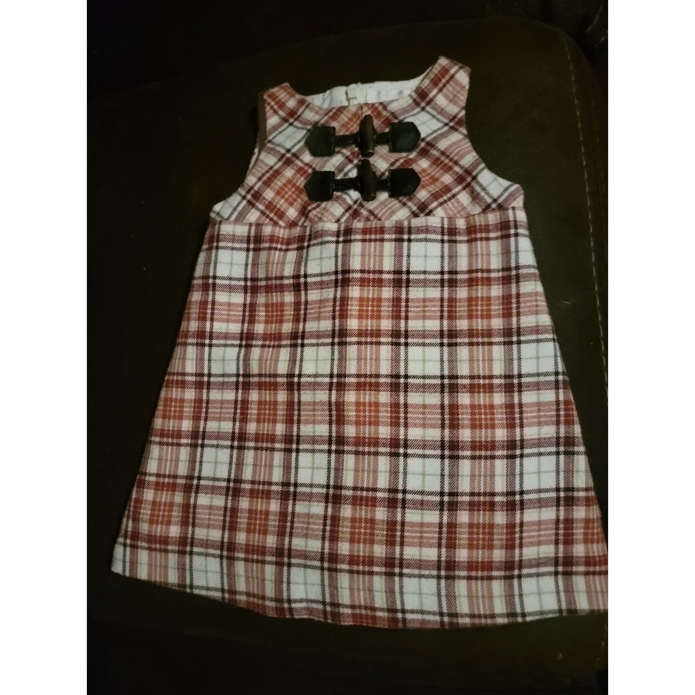 Janie‎ and Jack red holiday plaid Christmas dress size 6 12 months